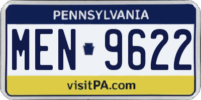 PA license plate MEN9622