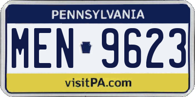 PA license plate MEN9623