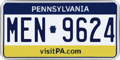 PA license plate MEN9624