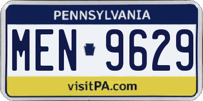 PA license plate MEN9629