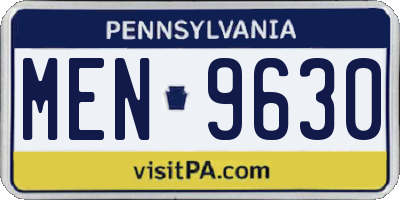 PA license plate MEN9630