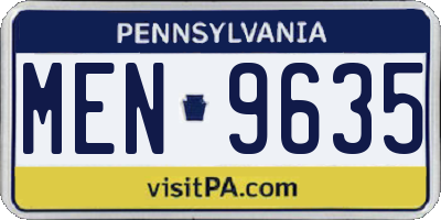 PA license plate MEN9635