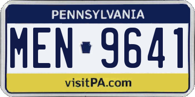 PA license plate MEN9641