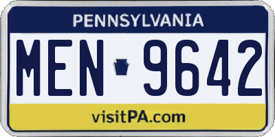 PA license plate MEN9642