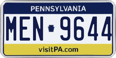 PA license plate MEN9644