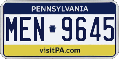 PA license plate MEN9645