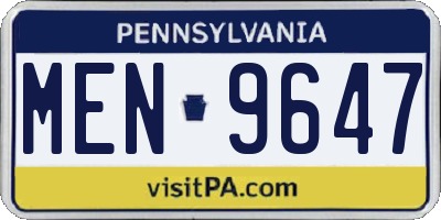 PA license plate MEN9647