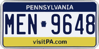 PA license plate MEN9648
