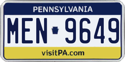 PA license plate MEN9649