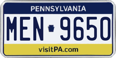 PA license plate MEN9650