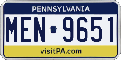 PA license plate MEN9651
