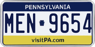 PA license plate MEN9654