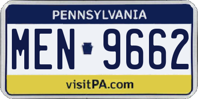 PA license plate MEN9662