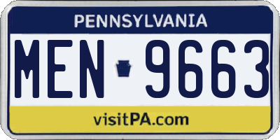 PA license plate MEN9663