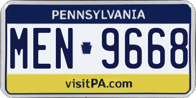 PA license plate MEN9668