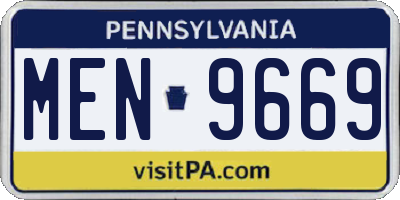PA license plate MEN9669