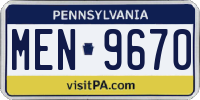 PA license plate MEN9670