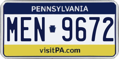 PA license plate MEN9672