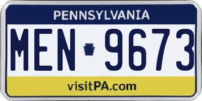 PA license plate MEN9673