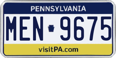 PA license plate MEN9675