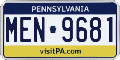 PA license plate MEN9681