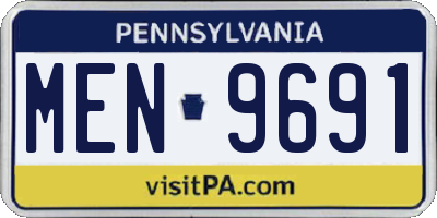 PA license plate MEN9691