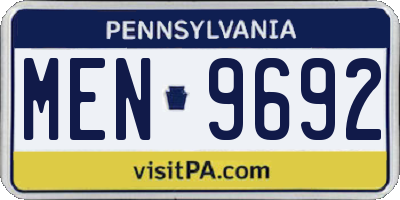 PA license plate MEN9692