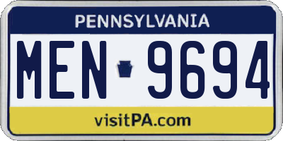 PA license plate MEN9694