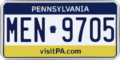 PA license plate MEN9705