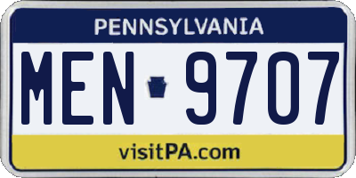PA license plate MEN9707