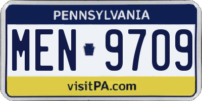 PA license plate MEN9709