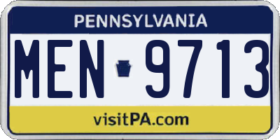 PA license plate MEN9713