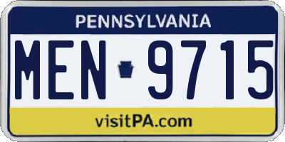 PA license plate MEN9715