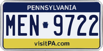 PA license plate MEN9722