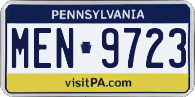 PA license plate MEN9723