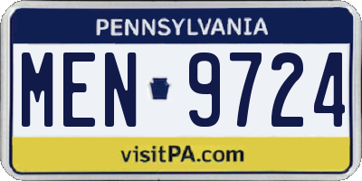 PA license plate MEN9724