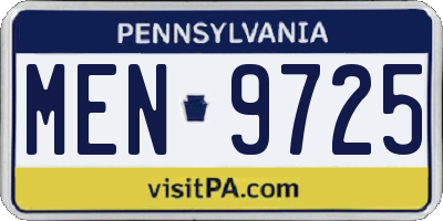 PA license plate MEN9725