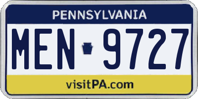 PA license plate MEN9727