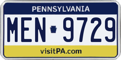 PA license plate MEN9729