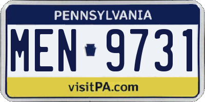 PA license plate MEN9731