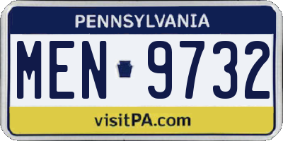 PA license plate MEN9732