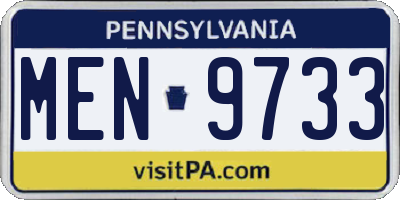 PA license plate MEN9733