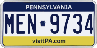 PA license plate MEN9734