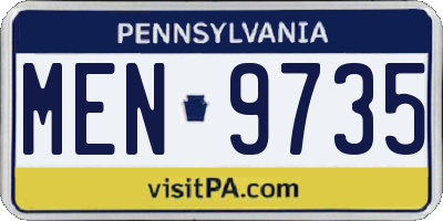 PA license plate MEN9735