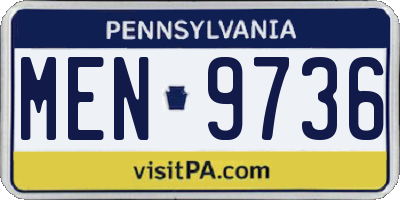 PA license plate MEN9736