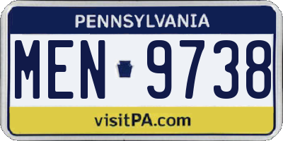 PA license plate MEN9738