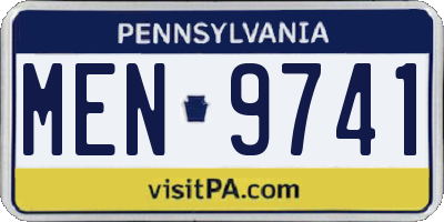 PA license plate MEN9741