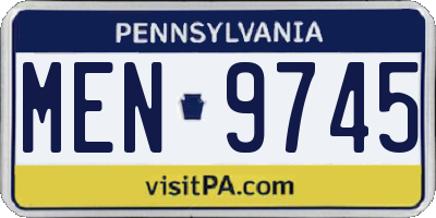 PA license plate MEN9745