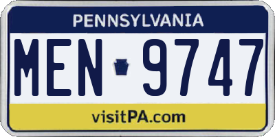 PA license plate MEN9747