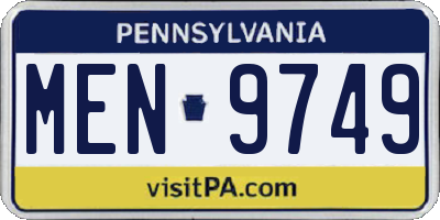 PA license plate MEN9749
